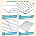 TeamFar Baking Sheet with Rack Set (3 Pans + 3 Racks), 17.6/16/12.5 Inch Stainless Steel Cookie Sheets Baking Pans Trays and Cooling Racks for Cooking Roasting, Non-Toxic & Heavy Duty, Dishwasher Safe