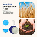 Homienly 40 PCS Wheat Straw Plates and Bowls Sets, Cups Sets, Service for 8, Unbreakable Microwave and Dishwasher Safe Dinnerware Sets,Reusbale Plastic Dishes Set - Island, Matte