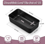 P&P CHEF Loaf Pan Set, 9 x 5 Inch Bread Pans, Stainless Steel Loaf Toast Baking Pans For Bread Meatloaf Lasagna Cake, Healthy & Non Toxic, Oven Safe& Easy Clean, (Black, 12Pcs)