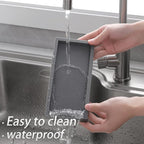Bathroom Trays for Counter, Slicone Vanity Trays for Bathroom, Rectangle Sponge Holder for Kitchen Sink - Grey