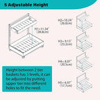 Under Sink Organizer, Bathroom Counter Organizer, 2 Packs 2-Tier Metal, Under Cabinet Storage, Makeup Storage, Adjustable Height & Slide-Out Drawer for Kitchen Bathroom Dorm Shop Office, White