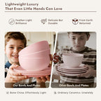 KINGSTONE 12-Piece Bone China Dinnerware Set for 4, Lightweight Porcelain Round Plates and Bowls Set, Durable Scratch Resistant Ceramic Dinner Set, Microwave & Dishwasher Safe, Sakura Pink