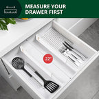 Bamboo Drawer Dividers Organizers, Adjustable Drawer Separator Splitters, 17–22 Inches Expandable Drawer Divider Organizer for Large Utensils, Kitchen, Bedroom, Dresser & Office Drawers 4-Pack, White