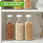 CUCUMI Moretoes 32 Oz Glass Milk Bottle with Reusable Strong Airtight Screw Lid, Reusable Glass Juice Bottles, Water Jug Breast Milk Pitcher, Buttermilk, Nut, Juice, Syrup, Coffee Creamer (2 Pack)