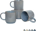 Bosmarlin Stackable Ceramic Coffee Mug Set of 4, 16 Oz, Coffee Cups, Microwave Safe, Unique Reactive Glaze (Light Purple Grey, 16 Oz)