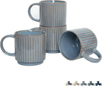 Bosmarlin Stackable Ceramic Coffee Mug Set of 4, 16 Oz, Coffee Cups, Microwave Safe, Unique Reactive Glaze (Light Purple Grey, 16 Oz)