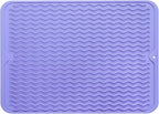MicoYang Silicone Dish Drying Mat for Multiple Usage,Easy clean,Eco-friendly,Heat-resistant Silicone Mat for Kitchen Counter or Sink,Refrigerator or drawer liner Light Purple L 16 inches x 12 inches