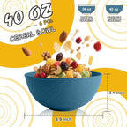 Unbreakable Large Cereal Bowls 40 OZ, Wheat Straw Bowls Set of 6, Alternative Plastic Bowls for Kitchen, Outdoors, Microwave & Dishwasher Safe Bowl Set for Salad, Cereal, Soup, Ramen, Multi