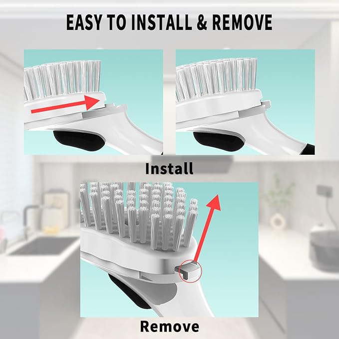 Dish Brush Refill Head for OXO Soap Dispensing Dish Brush, Dishwashing Brush Head Replacement, 3 Pack Khaki+ 3 Pack White