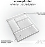 madesmart 4 Compartment Drawer Organizer, Multi Purpose Storage for Utensils, Office Tools, Cords, & Small Household Items, Tech Accessories, Arts & Crafts Supplies, Non Slip Lining, White