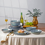 AmorArc Ceramic Dinnerware Sets,Handmade Reactive Glaze Stoneware Plates and Bowls Sets,Highly Scratch Resistant | Dishwasher & Microwave Safe Dishes Set,Service for 4 (12pc)