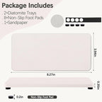 NiuYichee 2 Pcs Water Absorbing Stone Trays, Kitchen/Bathroom Sink Soap Dish, Diatomite Tray Used for Hand Soap & Cosmetic Bottles in The Modern Home, 4" W x 8.3" L, White
