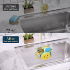 Consumest Sponge Holder Smiley Face - Kitchen Sink Caddy, Sink Organizer with Removable Suction Cups & Adhesive Strips, Suit for Sponge, Soap,Gold