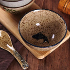 WHJY 4.5 inch Set in 4 Retro Chinese Japanese Creative Hand-painted Floral Cereal Ceramic Soup Rice Bowl