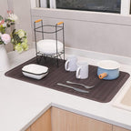 MicoYang Silicone Dish Drying Mat for Multiple Usage,Easy clean,Eco-friendly,Heat-resistant Silicone Mat for Kitchen Counter or Sink,Refrigerator or Drawer Liner Coffee 4XL 32 inches x 18 inches