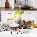 LUXEAR Fresh Produce Vegetable Fruit Storage Containers 3Piece Set, BPA-free, Partitioned Salad Container, Fridge Organizers, Used in Storing Fruits Vegetables, White