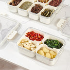 Plastic Divided Serving Tray with Lid and Handle Snack Box Charcuterie Container Portable Snack Platters Organizer for Candy, Fruits, Snacks, Nuts, for Party, Entertaining (White 4 compartments)