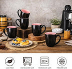 GBhome 12oz Coffee Mugs Set of 6, Large Ceramic Coffee Mugs for Man, Woman, Dad, Mom, Modern Coffee Mugs Set with handle for Tea/Latte/Cappuccino/Milk/Cocoa. Dishwasher&Microwave Safe,Pink