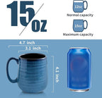 HASENSE Coffee Mugs Set of 4, 15 Ounce Porcelain Mug Set with Handle for Morning Coffee Tea and Cocoa, Ceramic Coffee Cups with Beautiful Glaze for Men, Women, Navy