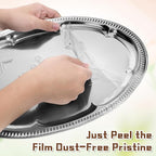 4 Pcs Large Silver Serving Trays, 15.7" x 11.8" Stainless Steel Oval Serving Tray, Decorative Silver Plates, Oval Floral Engraved Tray, Metal Sizzler Plates for Coffee Table, Bar, Party, Club, Home