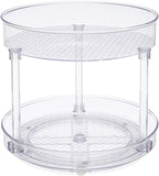Amazon Basics Lazy Susan Turntable Organizer for Spices and Condiments, 9" Diameter, 2 Tier, Clear