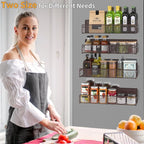 Magnetic Spice Rack for Refrigerator, 4 Pack 100% Metal Strong Magnet Fridge Shelves, Space Saving Spice Organizer, No Drilling Moveable Home Kitchen Laundry Room Storage Organization, Brown