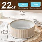 Ceramic Bowl Set of 4-22oz Cereal and Soup Bowls, Microwave and Dishwasher Safe, For Oatmeal, Salad, Pasta, Dessert and Fruit, Beige