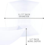 PLASTICPRO Disposable 128 ounce Square Serving Bowls, Party Snack or Salad Bowl, Extra Large Plastic Elegant White Pack of 4