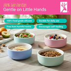 Elk and Friends Kids Porcelain Bowls with Silicone Sleeve + Silicone Lid | Kids/Toddler/Baby Feeding | Microwave & Dishwasher Safe | Non slip | Cereal/Soup/Snack Dishes & Dinnerware