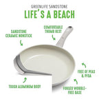 GreenLife Soft Grip Healthy Ceramic Nonstick 8" Frying Pan, PFAS & PFOA-Free, Dishwasher Safe, Egg Omelet Skillet, Cookware for Easy Cooking, Non-Stick Kitchen Essentials, Grey
