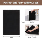 Homaxy 100% Cotton Oversized Waffle Weave Kitchen Dish Towels, Ultra Soft Absorbent Quick Drying Cleaning Towel, 20 x 28 Inches, 8-Pack, Black