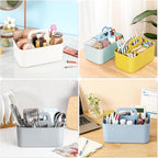 Multiuse Caddy Organizer with Handle, Portable Divided Plastic Tote Bin - Art Craft, Stationary Pen Marker Crayons, Makeup Hair Supplies Storage - Bathroom, Classroom, Dorm, Office, Desk Holder - Mint