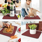 WISELIFE Dish Drying Mat Super Absorbent Drying Mat Large Dish Drying Mats for Kitchen Counter Easy Clean Dish Mat Kitchen Drying Mat15"x 18" Classic Red