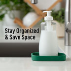 Zulay Kitchen Small Silicone Sponge Holder (4.9x3.3”) – Space-Saving Sink Organizer Tray for Sponge, Soap, Brush & More – Compact Non-Slip Dish for Kitchen & Bathroom Countertops (Pine Green)