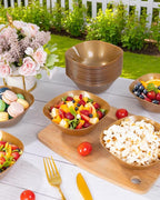 bUCLA 50Pack Gold Plastic Serving Bowls - 16oz Disposable Serving Bowls for Party Dessert/Ice Cream/Salsa/Snack