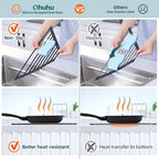 Corner Sink Caddy, Ohuhu Sponge Holder for Kitchen Sink Organizer Silicone Wrapped Steel Anti Slip Rust Triangle Over the Sink Dish Drying Rack for Sink Corner Multipurpose Drainer Trivet Space-Saving