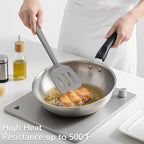 Coukre 3 Pack Silicone Spatula Set, High Heat Resistant, BPA-Free, Fish Spatula, Solid & Slotted Turner for Non-Stick Pans, Flipping Eggs, Pancakes, Fish, Burgers (3, PureGray)