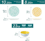 vancasso SELENE Plates and Bowls Set for 4, 12 Pieces Dinnerware Sets, Mircowave and Dishwasher Safe Dishes Set, Porcelain Pastel Dinnerware