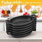 Uiifan 6 Pieces Mini Cast Iron Skillet Set, Individual Serving Oven & Stovetop Pans for Baking, Roasting, Grilling & Appetizers for Parties, Restaurants & Home Kitchens