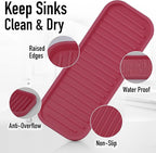 Zulay Kitchen (9x3.5) Silicone Sponge Holder for Kitchen Sink - Flexible Multipurpose Soap Tray - Sink Organizer for Kitchen, Bathroom, Makeup, Trinkets & More (Wine Red)