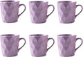 11 Ounce Porcelain Mugs, Set of 6, Tea and Cocoa Mug Set, Purple, Matte