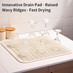 ZLR Large Silicone Dish Drying Mat (16" x 18") - XL Heavy Duty Drainboard Mat for Pots, Pans & Family Loads - Heat Resistant Trivet & Counter Protector, Easy Clean (Cassava White)