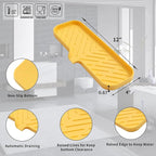 MicoYang Silicone Bathroom Soap Dishes with Drain Spout-Bathroom and Kitchen Sink Organizer,Sponge Holder,Dish Soap Tray,Perfect for Dispenser,Scrubber,Bottle,Cup on Sink or Counter-Yellow 12"×4"