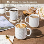 GBhome Coffee Mugs Set of 4, 12oz Handmade Stoneware Coffee Mugs Set with Large Handle for Cappuccino/Latte/Tea/Hot Cocoa, Dishwasher & Microwave Safe, Off White