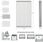 Tomorotec Roll Up Dish Drying Rack Over The Sink Grey Large Dish Drying Rack Rolling Foldable Collapsible SUS304 Stainless Steel Multipurpose Dish Drainer for Kitchen Counter (21”x11.8”)