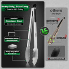 Walfos 17 Inch Extra Long Grill Tongs, Ultimate Stainless Steel BBQ Tongs for Grilling, Cooking, BBQ/Barbecue, Buffet and Turning Food