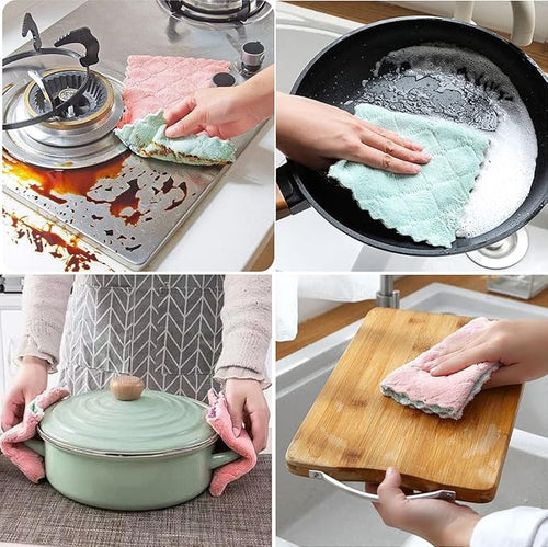 24 Pack Kitchen Cloth, Microfiber Dish Towels Washcloths, Super Absorbent Coral Velvet Dishtowels, Premium Cleaning Cloths,Non-Stick Oil Quick Dry Dish Towels, Soft Tea Towel, Table Cleaning Cloths.