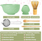Matcha Whisk Set, Lotus Cyan Ceramic Matcha Set Includes Matcha Bowl, Matcha Whisk (Chasen) and Holder, Sifter, Bamboo Scoop & Spoon - 6 Pcs Matcha Kit for Matcha Lovers