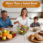 Anyvape Glass Salad Bowl Set, Extra Large 4.8QT Serving Bowl with Acacia Wood Lid & Utensils – Heavy-Duty Glass Bowl for Salad, Mixing, Parties & Charcuterie