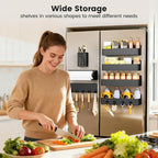 Magnetic Spice Rack for Refrigerator,7 Pack Magnetic Shelf,Fridge Magnet Organizer with Paper Towel Holder,Utensils Racks,Hook Rack,Fridge Organizers and Storage Black(7 Pack)